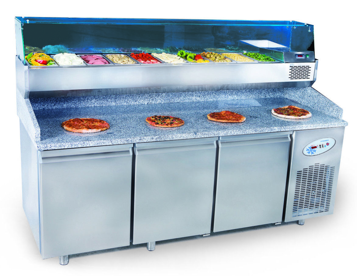 Pizza & Salata Hazırlık Dolabı Granit Tablalı